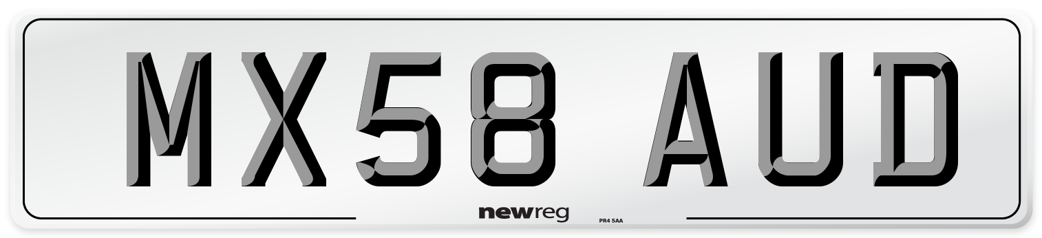 MX58 AUD Number Plate from New Reg